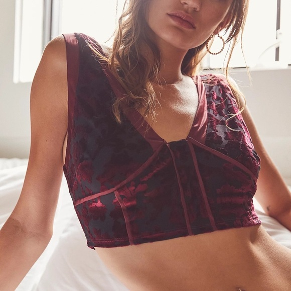 Free People Other - Free People Magic Hour Cami Black Maroon Wine Burnout Velvet X-Small NWT